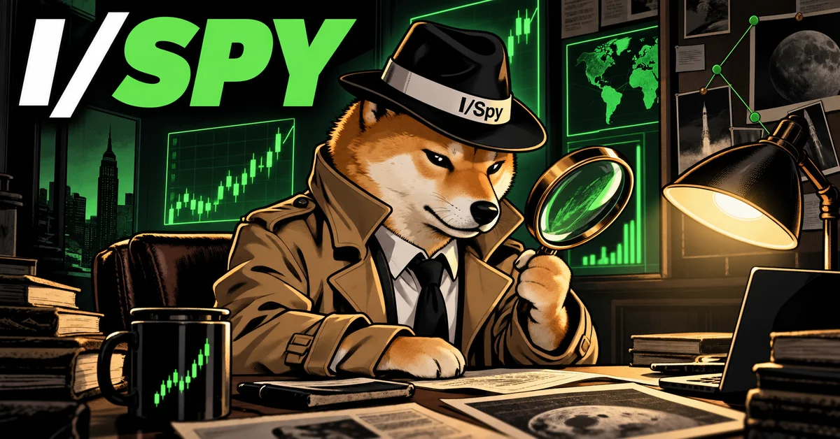 The I/Spy case file: the detective at his desk under a single lamp, green charts glowing behind him